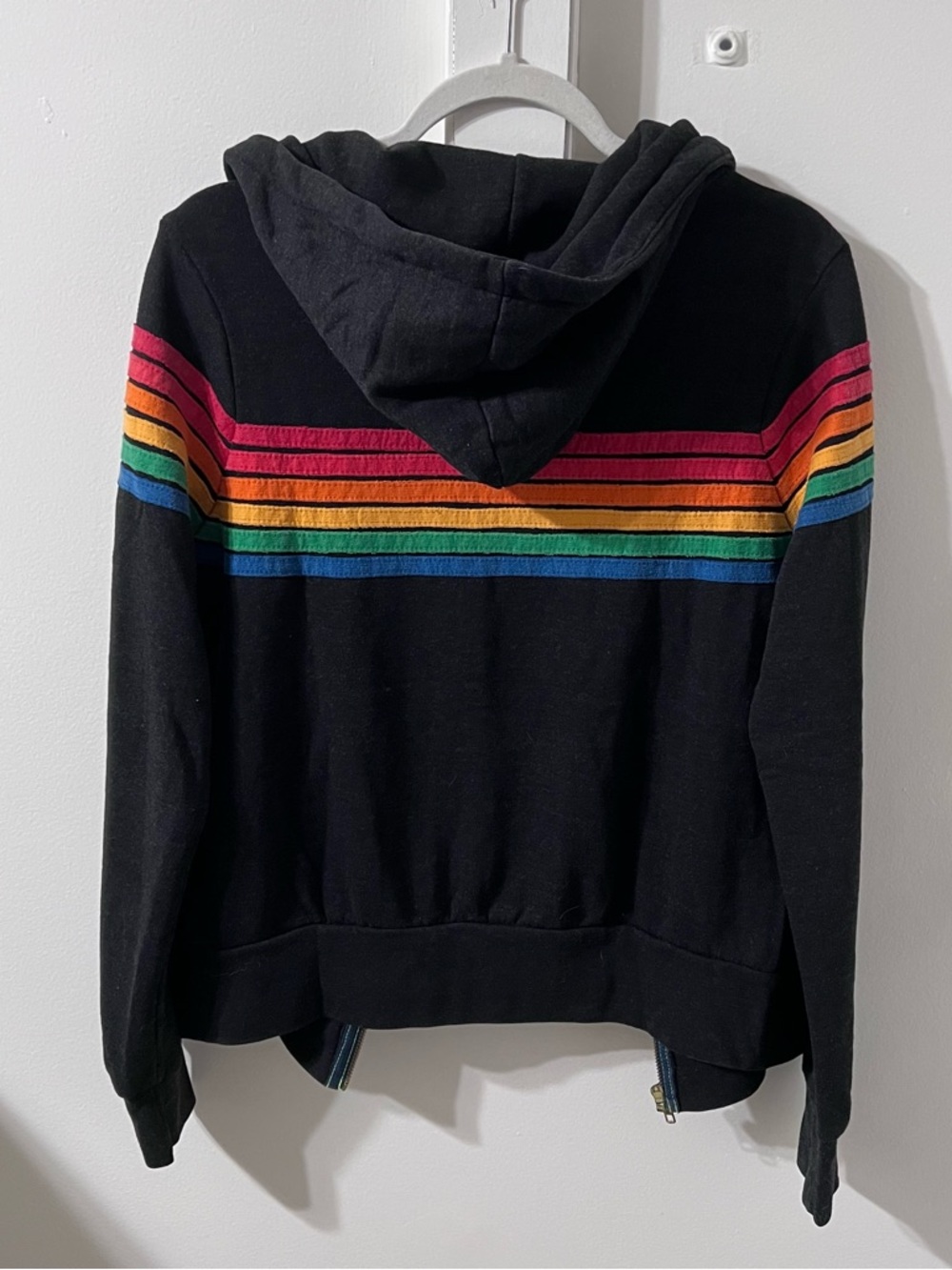 Aviator Nation 5 Stripe Zip Hoodie with Rainbow Stripe Detail - Picture 2 of 9